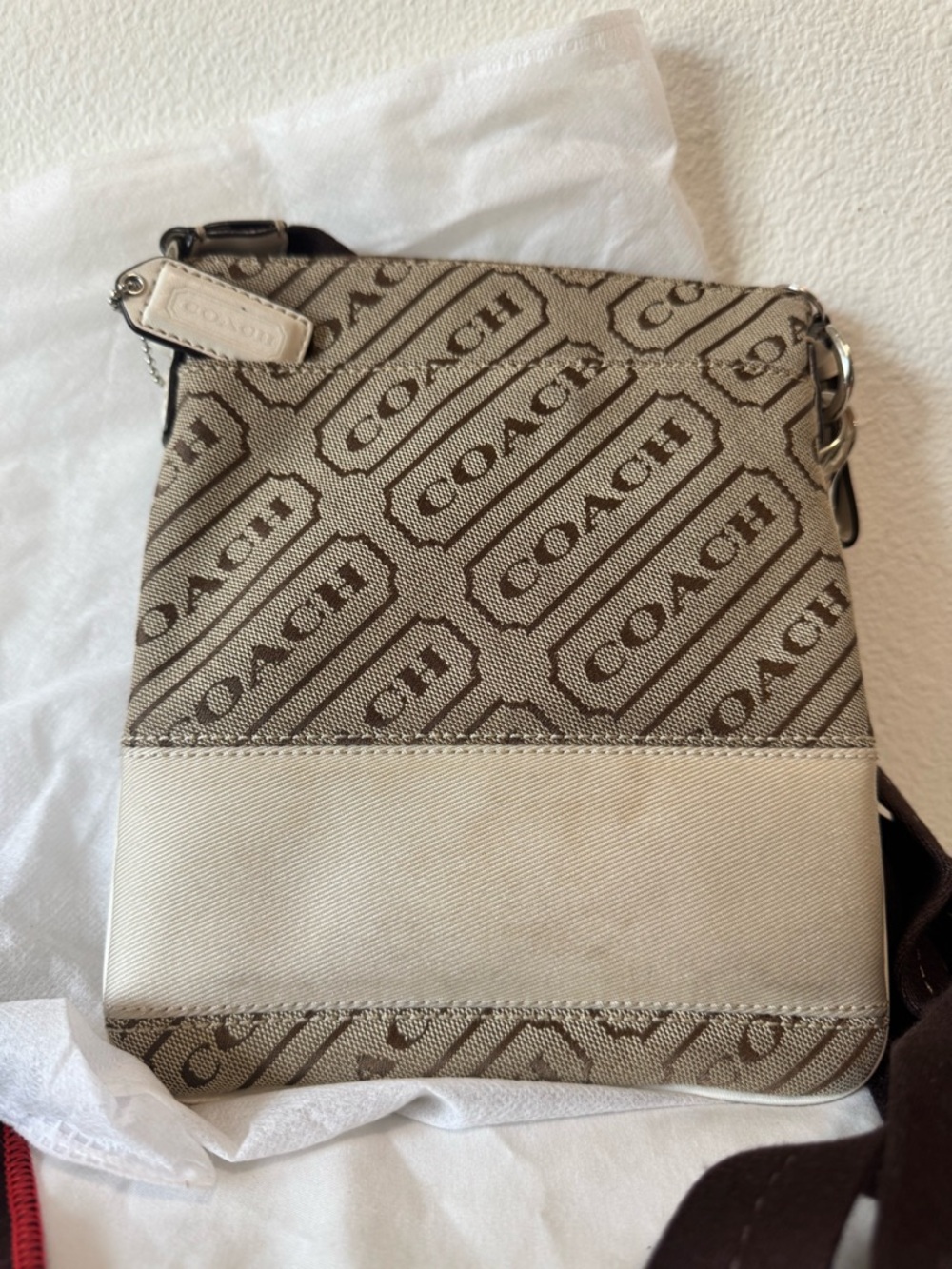 Coach Beige Signature Crossbody Bag - Picture 2 of 6